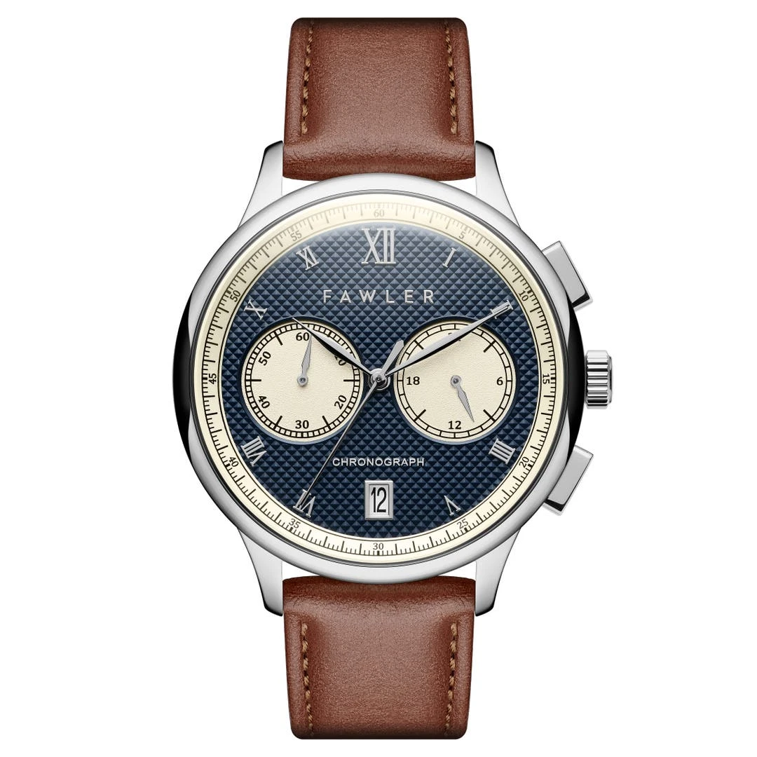 Fawler Cicero | Montre Chronographe Vintage Bleue 3 Fawler Cicero | Montre Chronographe Vintage Bleue