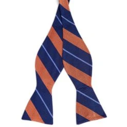 Trendhim Noeud Papillon En Soie Bleu Marine à Rayures Orange Et Bleu Pastel