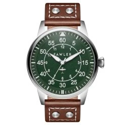 Fawler Apollo | Montre Aviateur En Acier Inoxydable Couleur Vert Et Argent