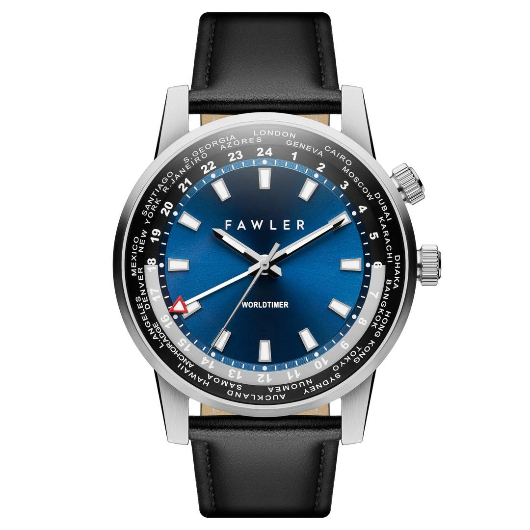 Fawler Gentium | Montre GMT à Heure Universelle En Acier Inoxydable Bleu 3 Fawler Gentium | Montre GMT à Heure Universelle En Acier Inoxydable Bleu