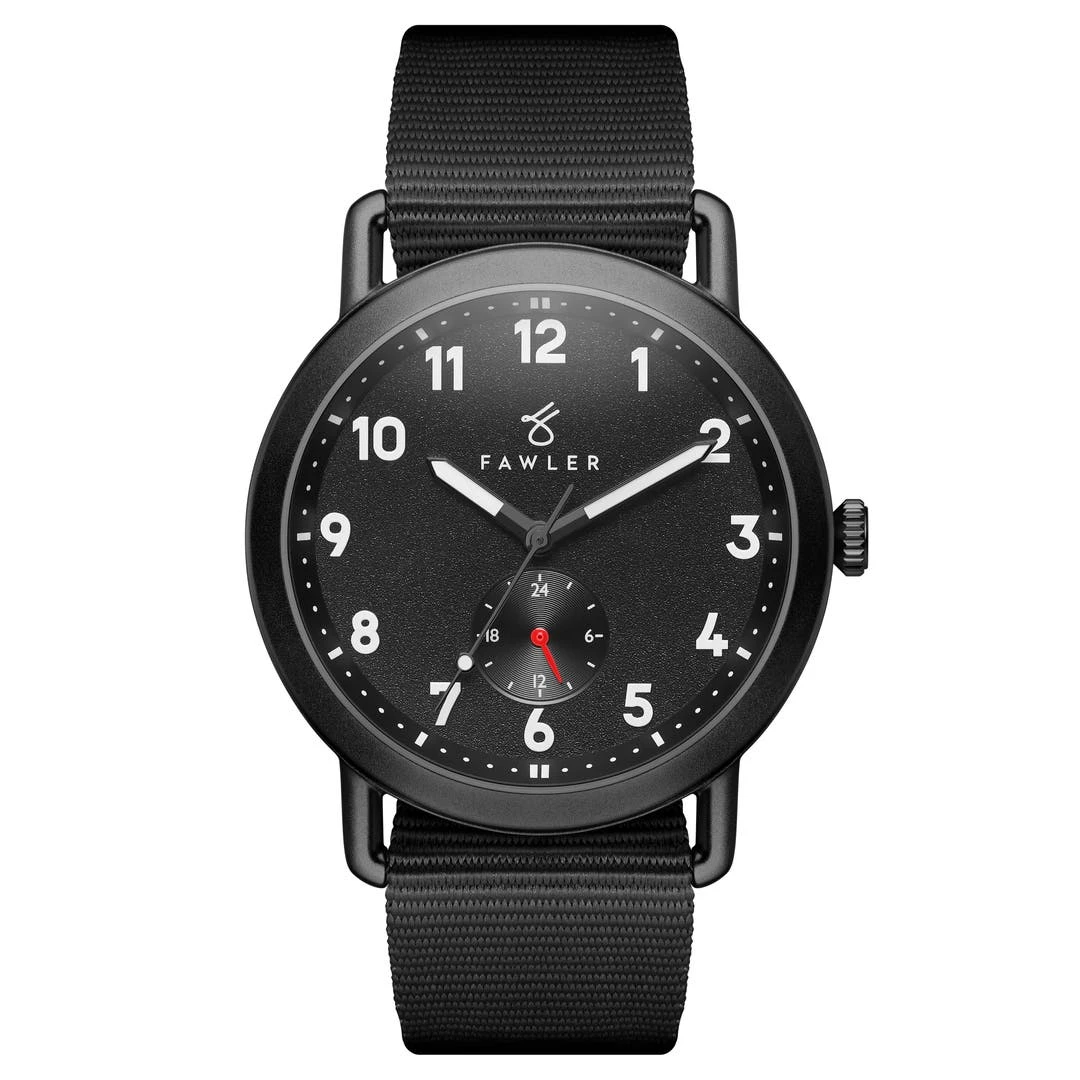 Fawler Kronos | Montre D'extérieur Noire Avec Bracelet En Nylon Noir 3 Fawler Kronos | Montre D'extérieur Noire Avec Bracelet En Nylon Noir