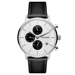 Lucleon Ternion | Montre à Double Fuseau Horaire En Acier Inoxydable Noir Et Blanc
