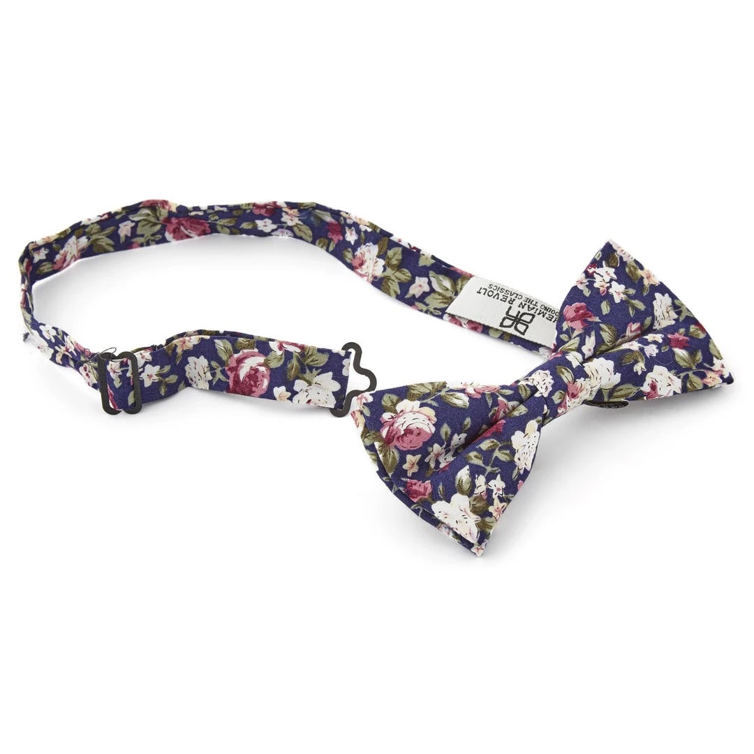 Bohemian Revolt Noeud Papillon Floral Bleu Foncé 4 Bohemian Revolt Noeud Papillon Floral Bleu Foncé – Image 2