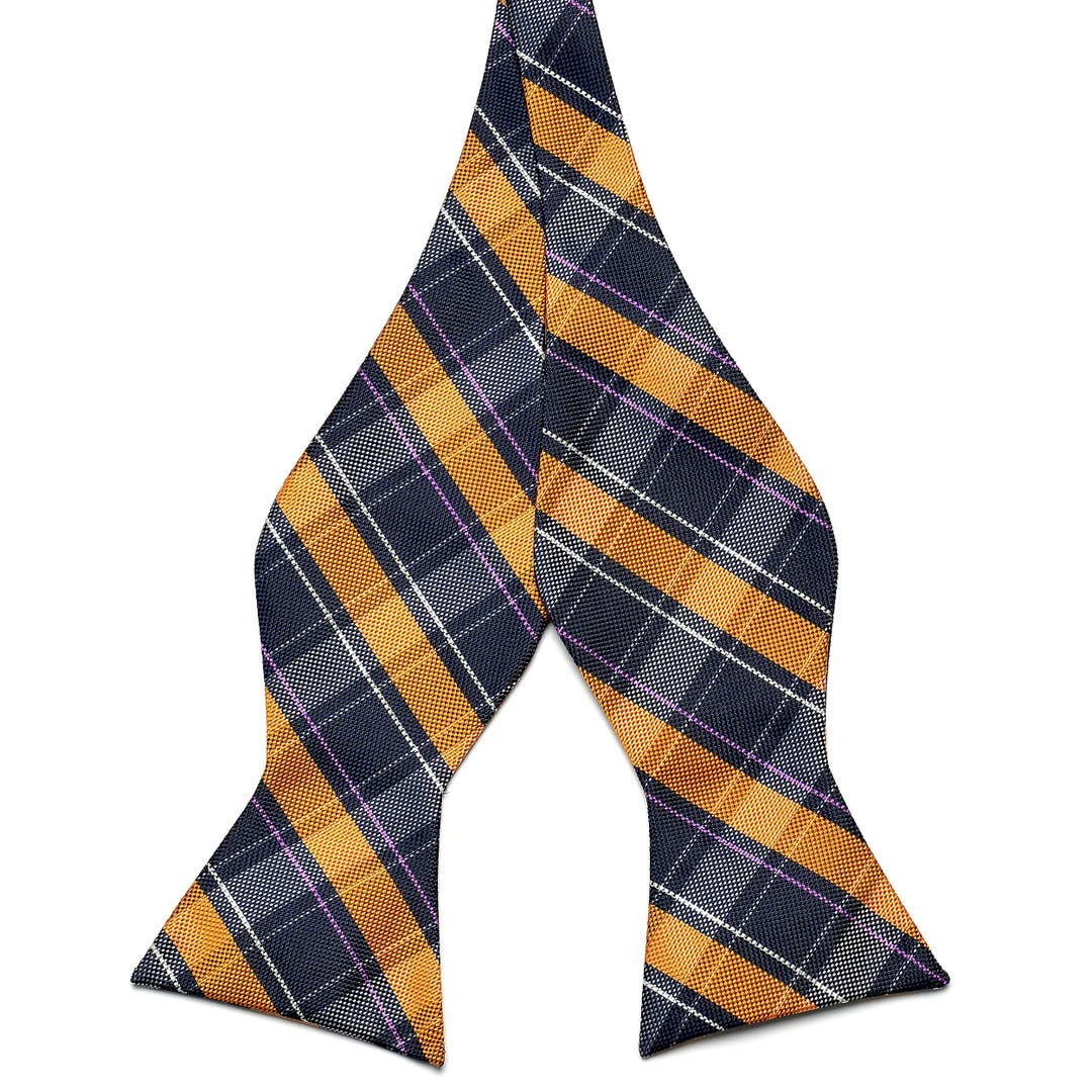 Tailor Toki Noeud Papillon Soie Plaid Orange Et Bleu Marine 3 Tailor Toki Noeud Papillon Soie Plaid Orange Et Bleu Marine