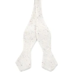 Bohemian Revolt Nœud Papillon à Nouer En Lin Blanc Moucheté