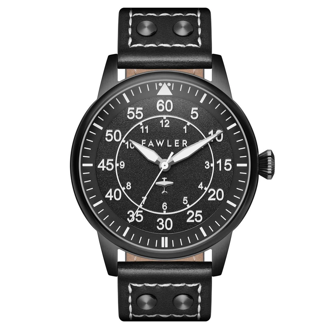 Fawler Apollo | Montre Aviateur En Acier Inoxydable Noir 3 Fawler Apollo | Montre Aviateur En Acier Inoxydable Noir