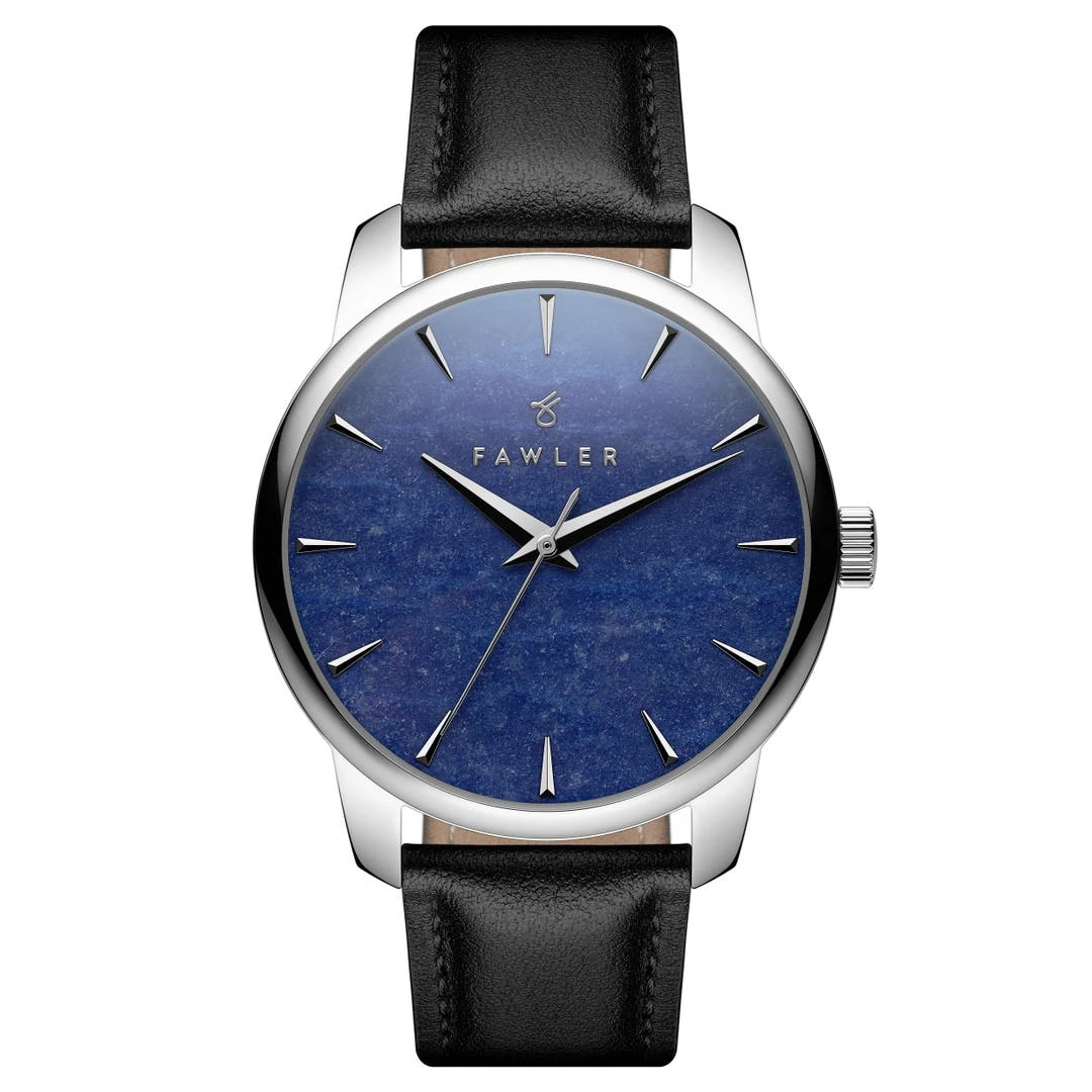 Fawler Beleza | Montre En Acier Inoxydable Argenté Avec Aventurine Bleue 3 Fawler Beleza | Montre En Acier Inoxydable Argenté Avec Aventurine Bleue