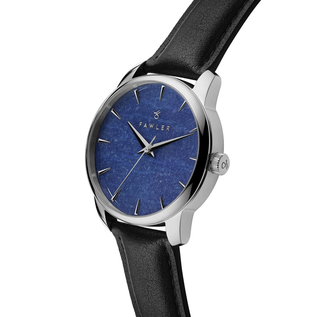 Fawler Beleza | Montre En Acier Inoxydable Argenté Avec Aventurine Bleue 4 Fawler Beleza | Montre En Acier Inoxydable Argenté Avec Aventurine Bleue – Image 2