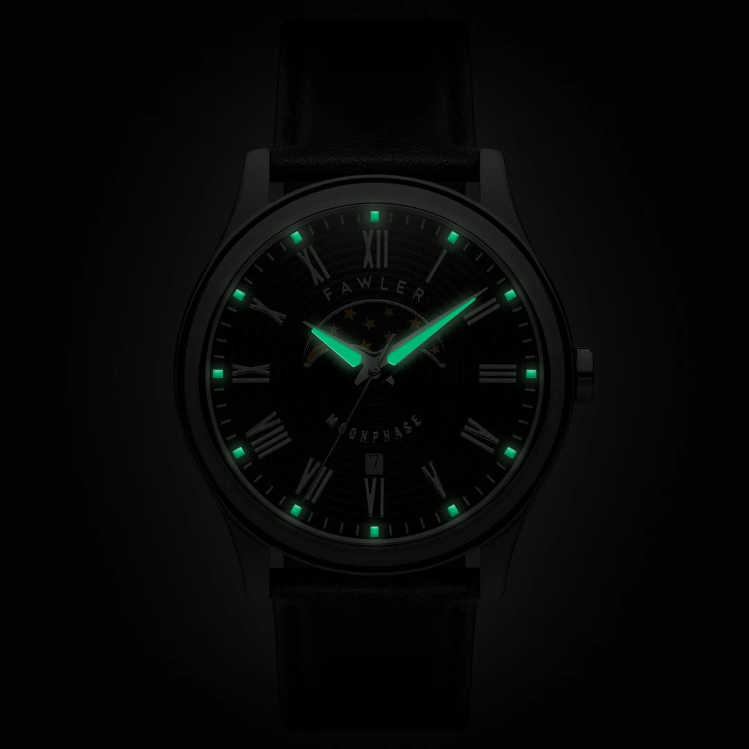 Fawler Imperator | Montre à Phases De Lune En Acier Inoxydable Noir Et Argenté 4 Fawler Imperator | Montre à Phases De Lune En Acier Inoxydable Noir Et Argenté – Image 2