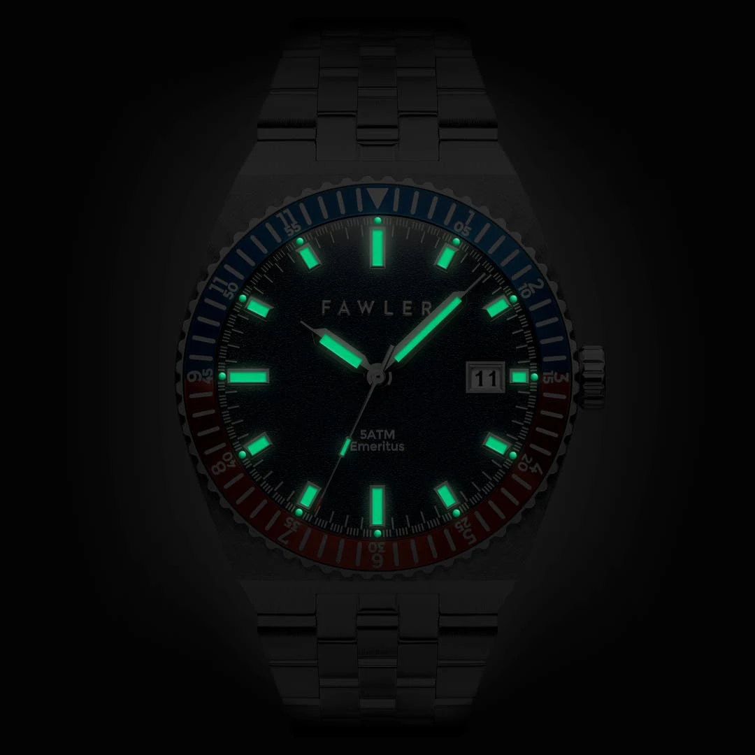 Fawler Emeritus | Montre En Acier Inoxydable à Lunette Bleue Et Rouge 4 Fawler Emeritus | Montre En Acier Inoxydable à Lunette Bleue Et Rouge – Image 2