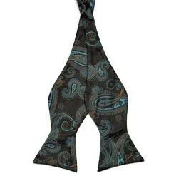 Tailor Toki Noeud Papillon Soie Motif Paisley Turquoise