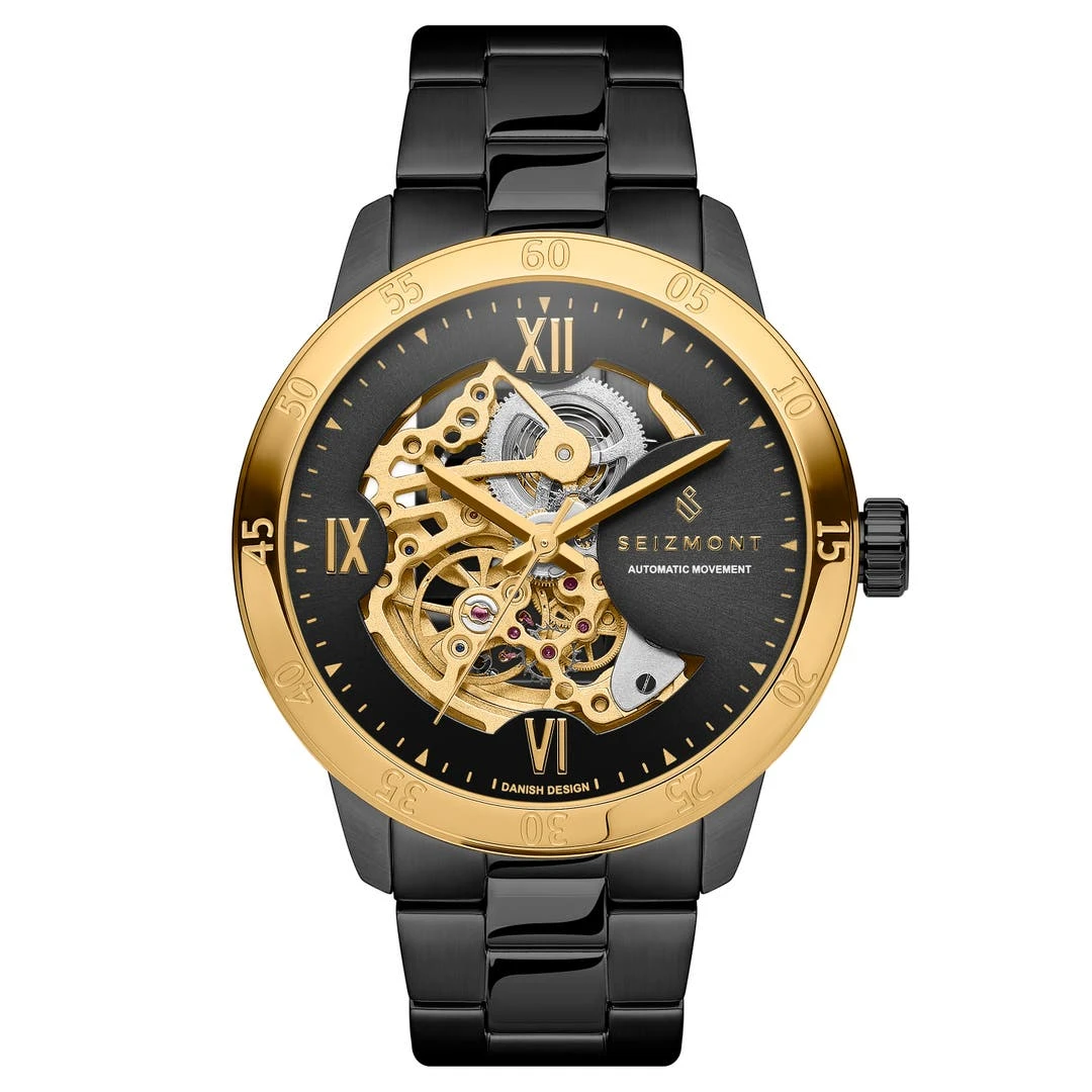 Seizmont Dante II | Montre Squelette Couleur Noir Et Or à Mécanisme Doré 3 Seizmont Dante II | Montre Squelette Couleur Noir Et Or à Mécanisme Doré