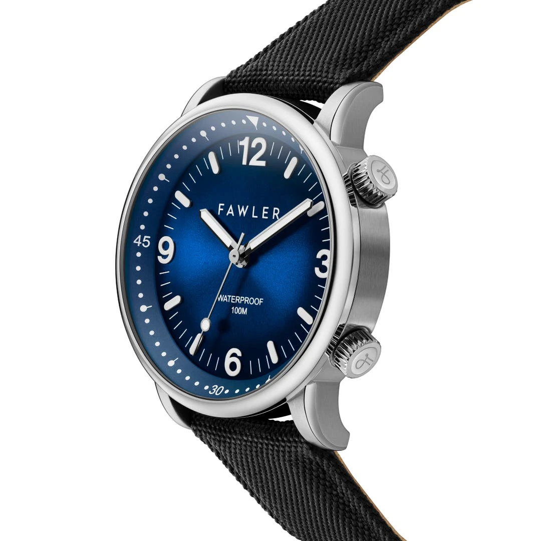 Fawler Acero | Montre De Plongée Bleue En Acier Inoxydable Argenté 5 Fawler Acero | Montre De Plongée Bleue En Acier Inoxydable Argenté – Image 3