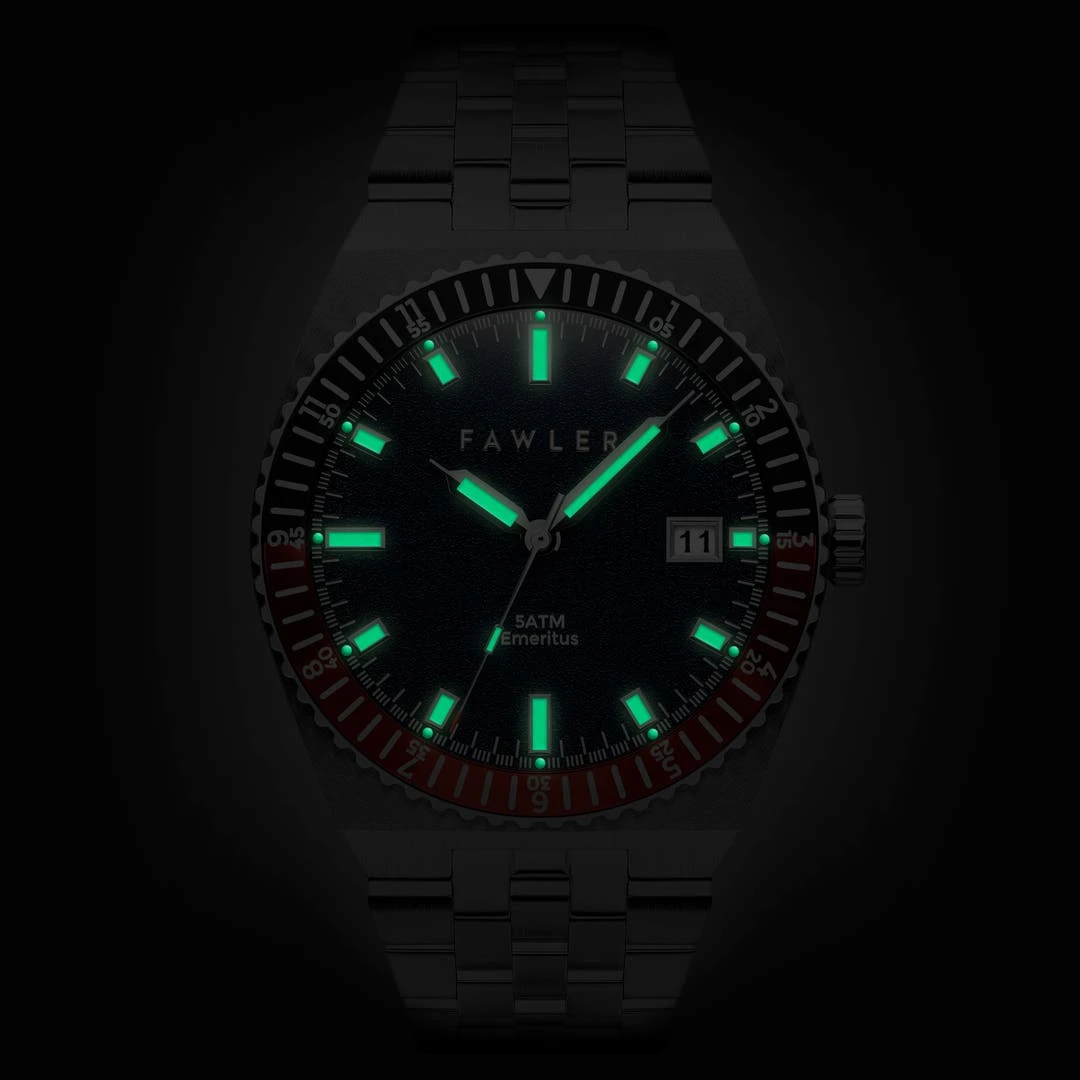 Fawler Emeritus | Montre En Acier Inoxydable à Lunette Noire Et Rouge 4 Fawler Emeritus | Montre En Acier Inoxydable à Lunette Noire Et Rouge – Image 2