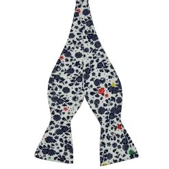 Tailor Toki Nœud Papillon Freestyle En Coton à Fleurs Blanc Et Bleu
