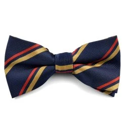 Tailor Toki Noeud Papillon Bleu Marine à Rayures Or Et Rouges