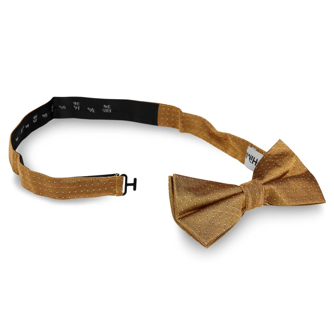 Trendhim Noeud Papillon En Soie Dorée à Pois Blancs 4 Trendhim Noeud Papillon En Soie Dorée à Pois Blancs – Image 2