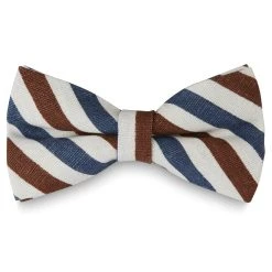 Tailor Toki Noeud Papillon à Rayures Bleues, Blanches Et Marron