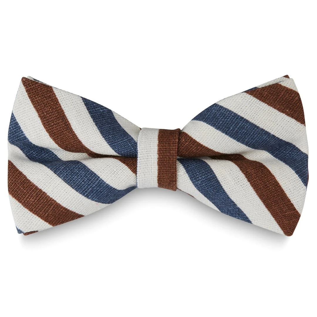 Tailor Toki Noeud Papillon à Rayures Bleues, Blanches Et Marron 3 Tailor Toki Noeud Papillon à Rayures Bleues, Blanches Et Marron