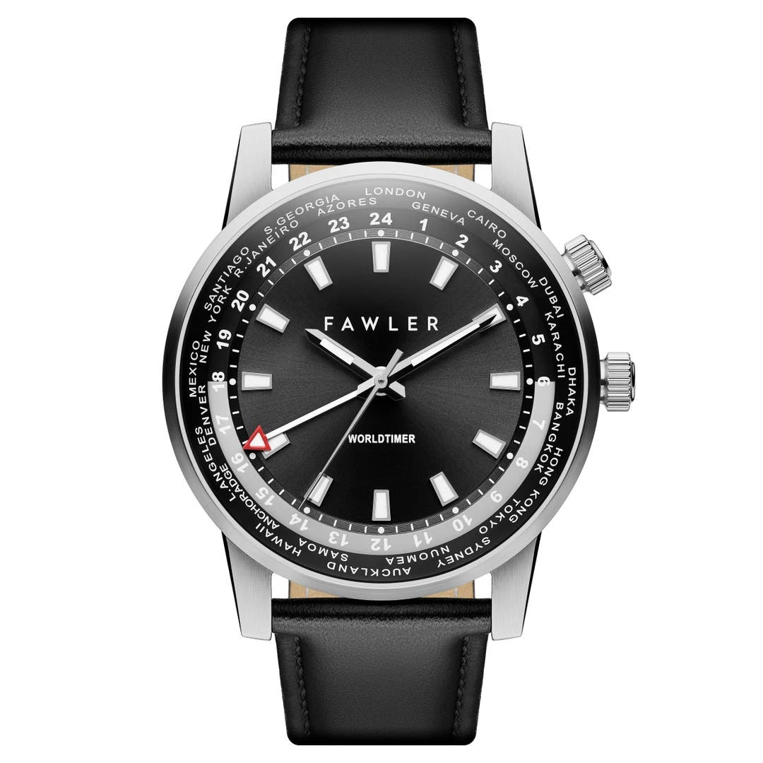 Fawler Gentium | Montre GMT à Heure Universelle En Acier Inoxydable Noir 3 Fawler Gentium | Montre GMT à Heure Universelle En Acier Inoxydable Noir