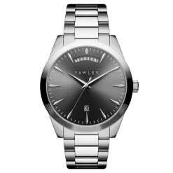 Fawler Eric | Montre En Acier Inoxydable Gris Et Argent Avec Affichage Du Jour Et De La Date
