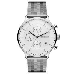Lucleon Ternion | Montre à Double Fuseau Horaire En Acier Inoxydable Blanc Et Argenté