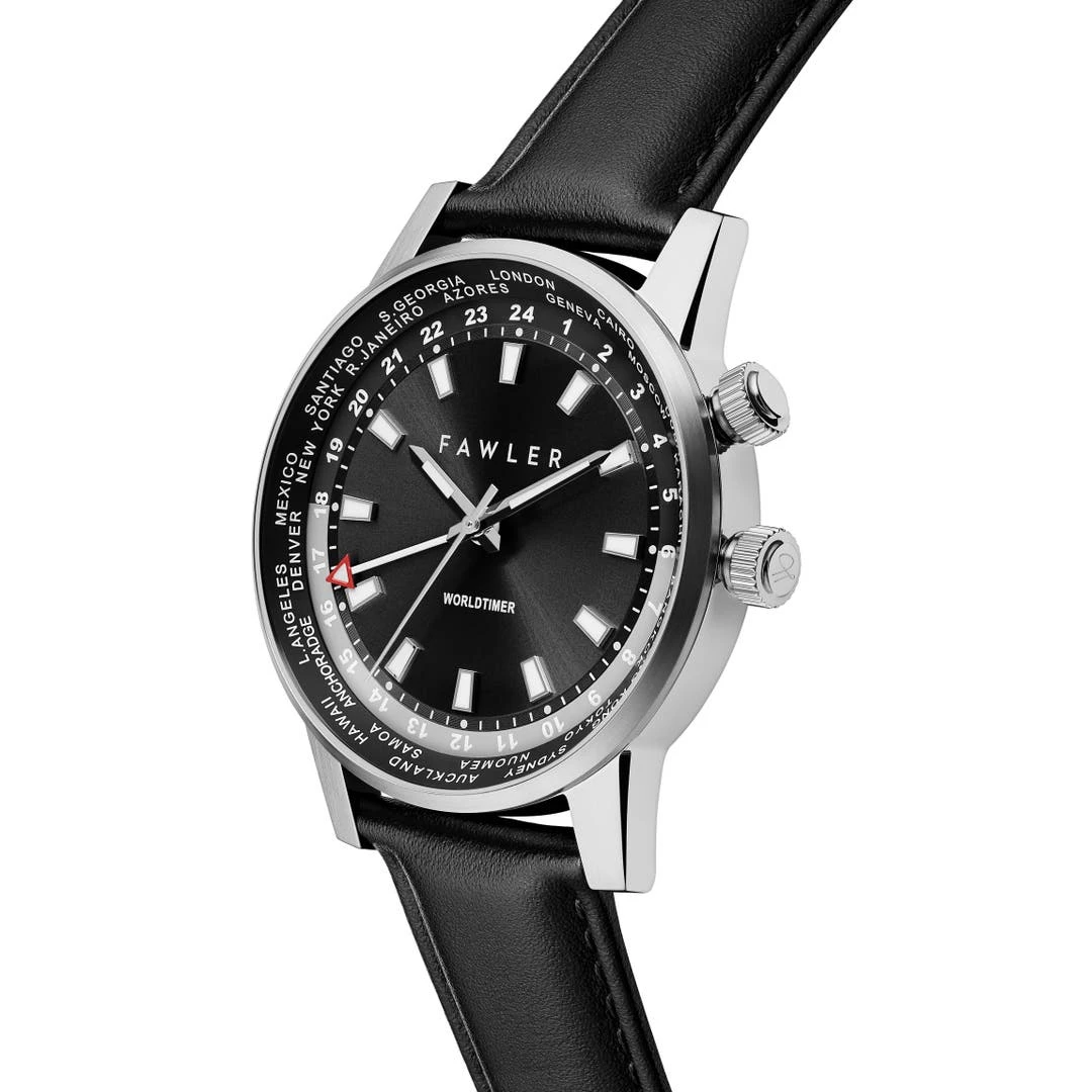 Fawler Gentium | Montre GMT à Heure Universelle En Acier Inoxydable Noir 5 Fawler Gentium | Montre GMT à Heure Universelle En Acier Inoxydable Noir – Image 3
