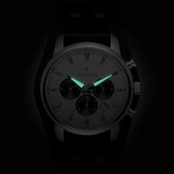 Seizmont Iphios | Montre Chronographe Noire Et Blanche En Acier Inoxydable Avec Bracelet Manchette En Cuir -Trendhim en ligne 4 4ipsos