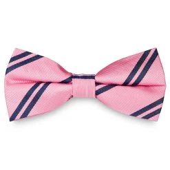 Trendhim Noeud Papillon En Soie Rose à Rayures Bleu Marine