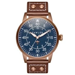 Fawler Apollo | Montre Aviateur Bleue Et Cuivre En Acier Inoxydable