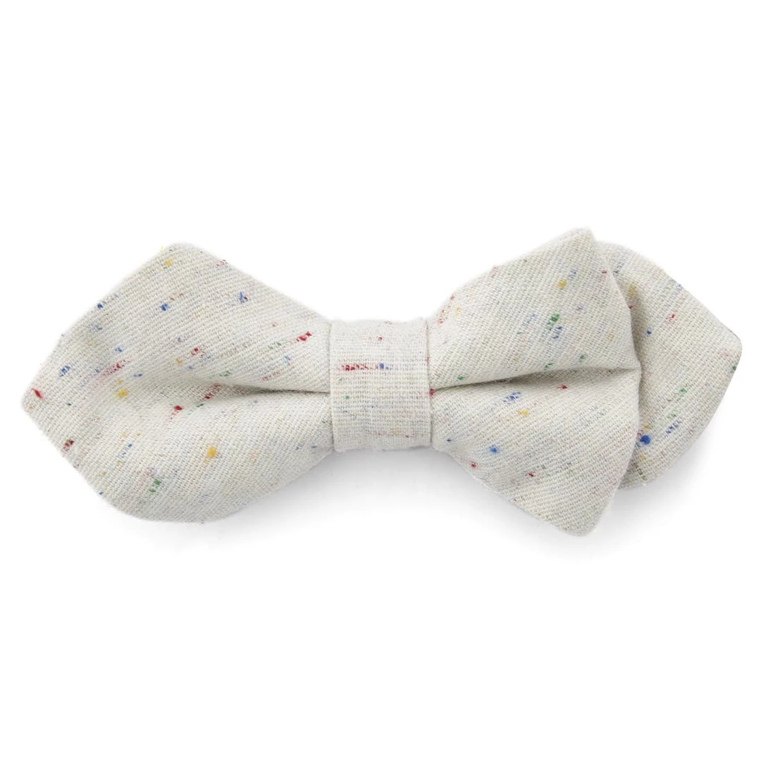 Bohemian Revolt Noeud Papillon Pointu En Lin Blanc Moucheté 3 Bohemian Revolt Noeud Papillon Pointu En Lin Blanc Moucheté