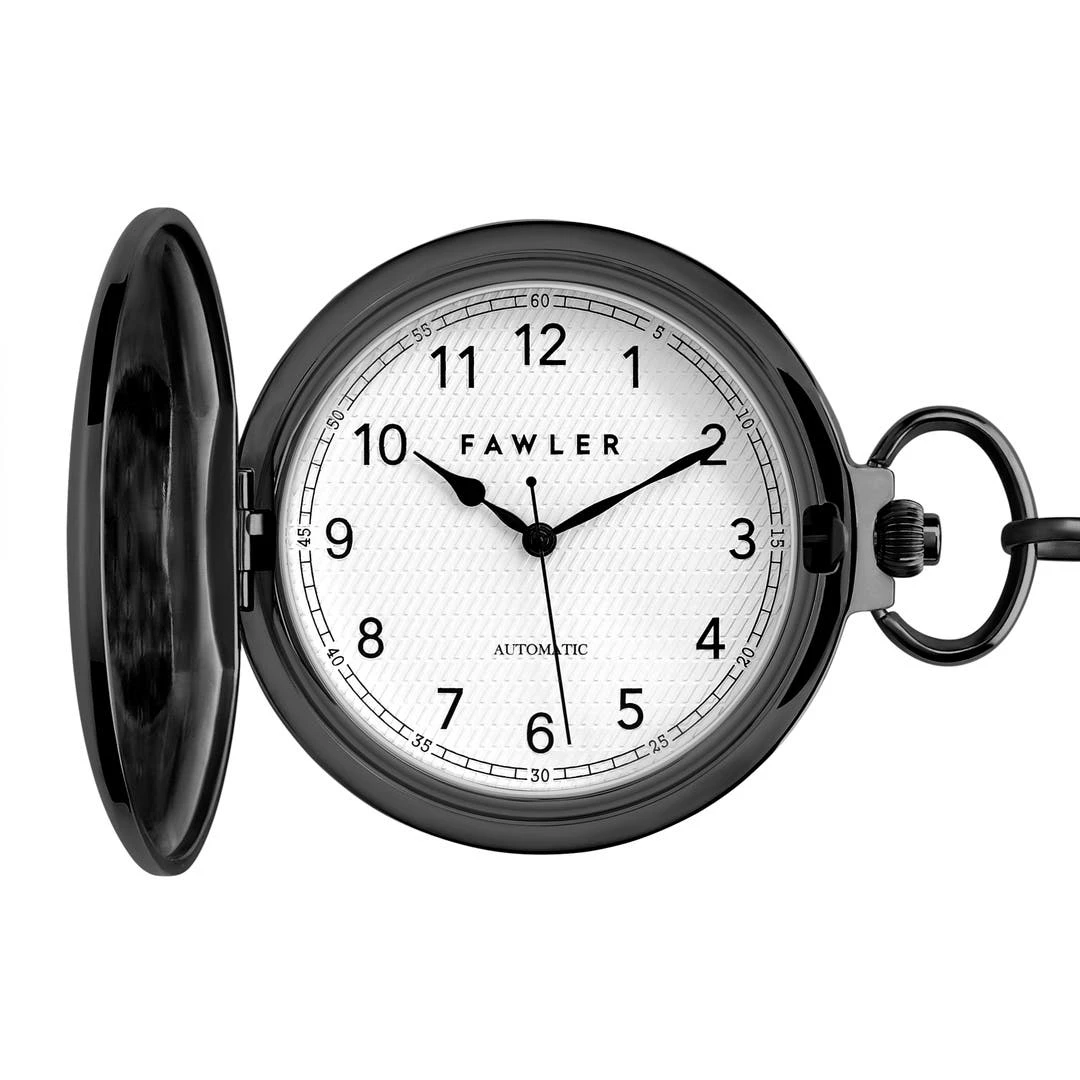 Fawler Eston | Montre De Poche Noire Automatique 3 Fawler Eston | Montre De Poche Noire Automatique