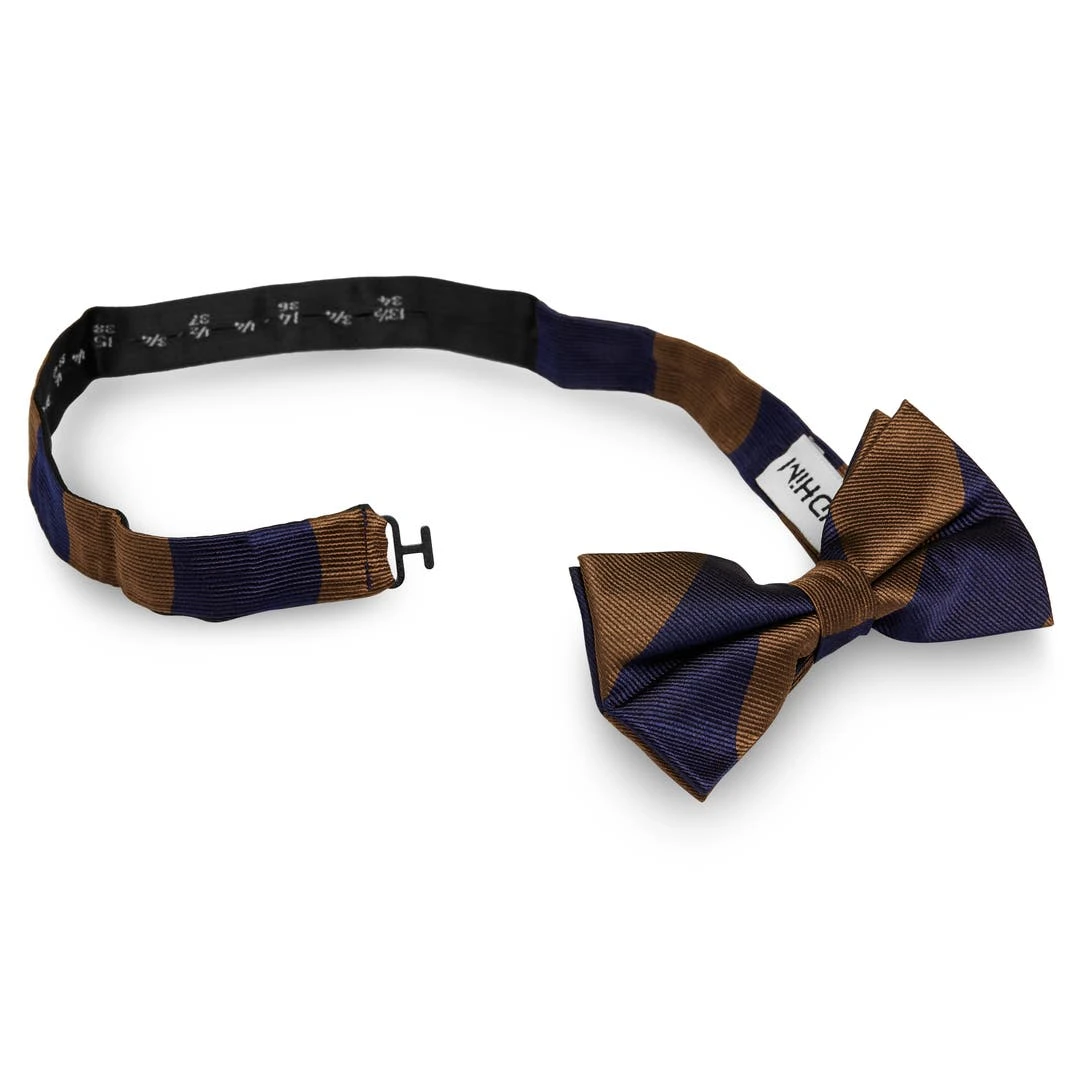 Trendhim Noeud Papillon En Soie à Rayures Bleu Marine Et Marron 4 Trendhim Noeud Papillon En Soie à Rayures Bleu Marine Et Marron – Image 2