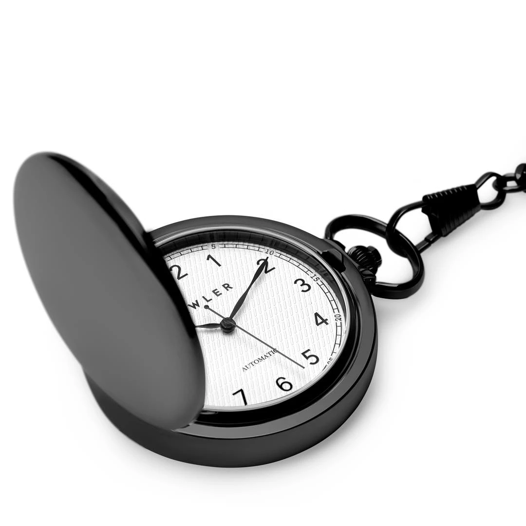 Fawler Eston | Montre De Poche Noire Automatique 5 Fawler Eston | Montre De Poche Noire Automatique – Image 3