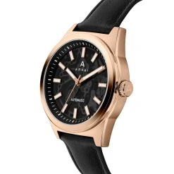 Arkai Caron | Montre Squelette Automatique En Acier Noir Et Or Rose -Trendhim en ligne 6 2karonver2