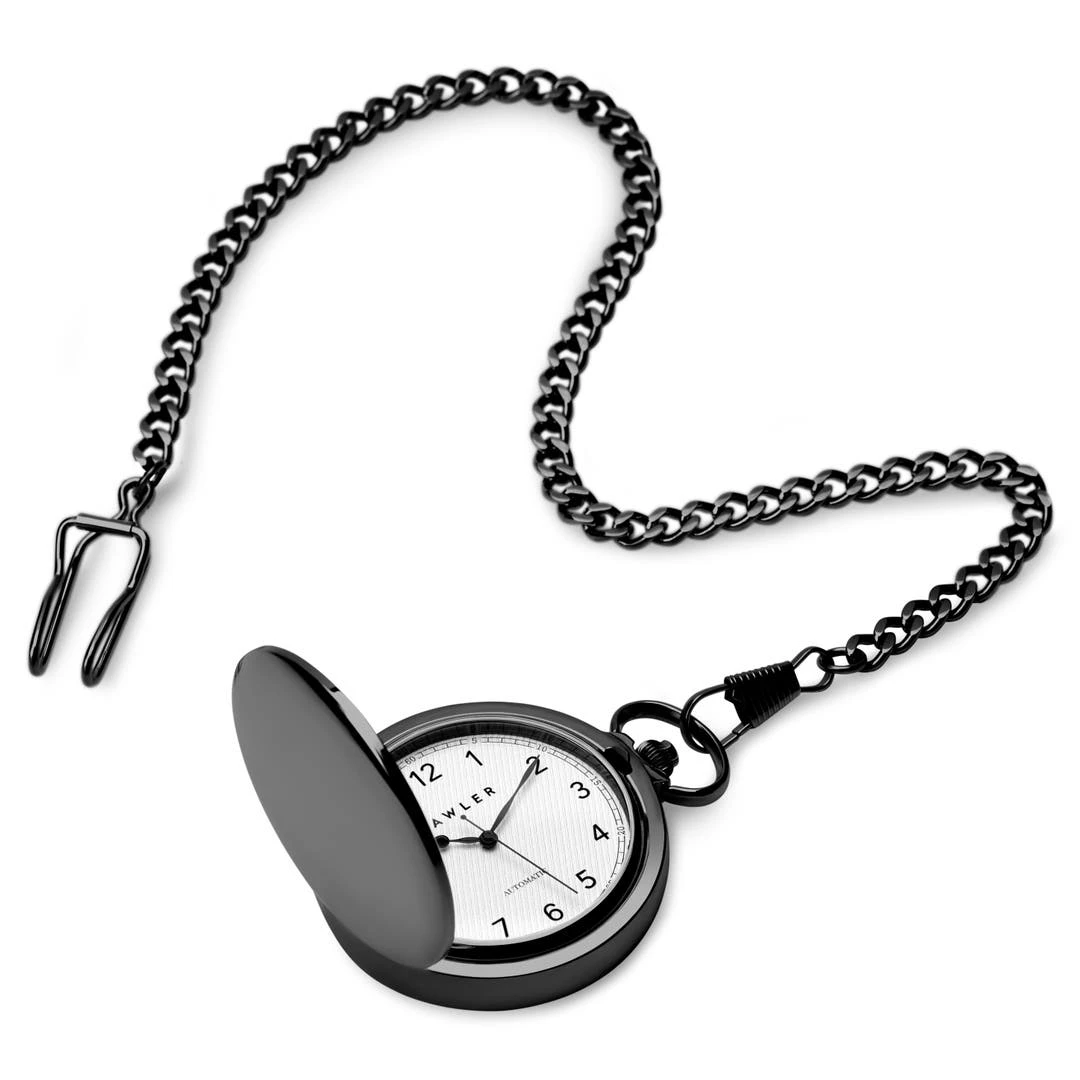 Fawler Eston | Montre De Poche Noire Automatique 4 Fawler Eston | Montre De Poche Noire Automatique – Image 2