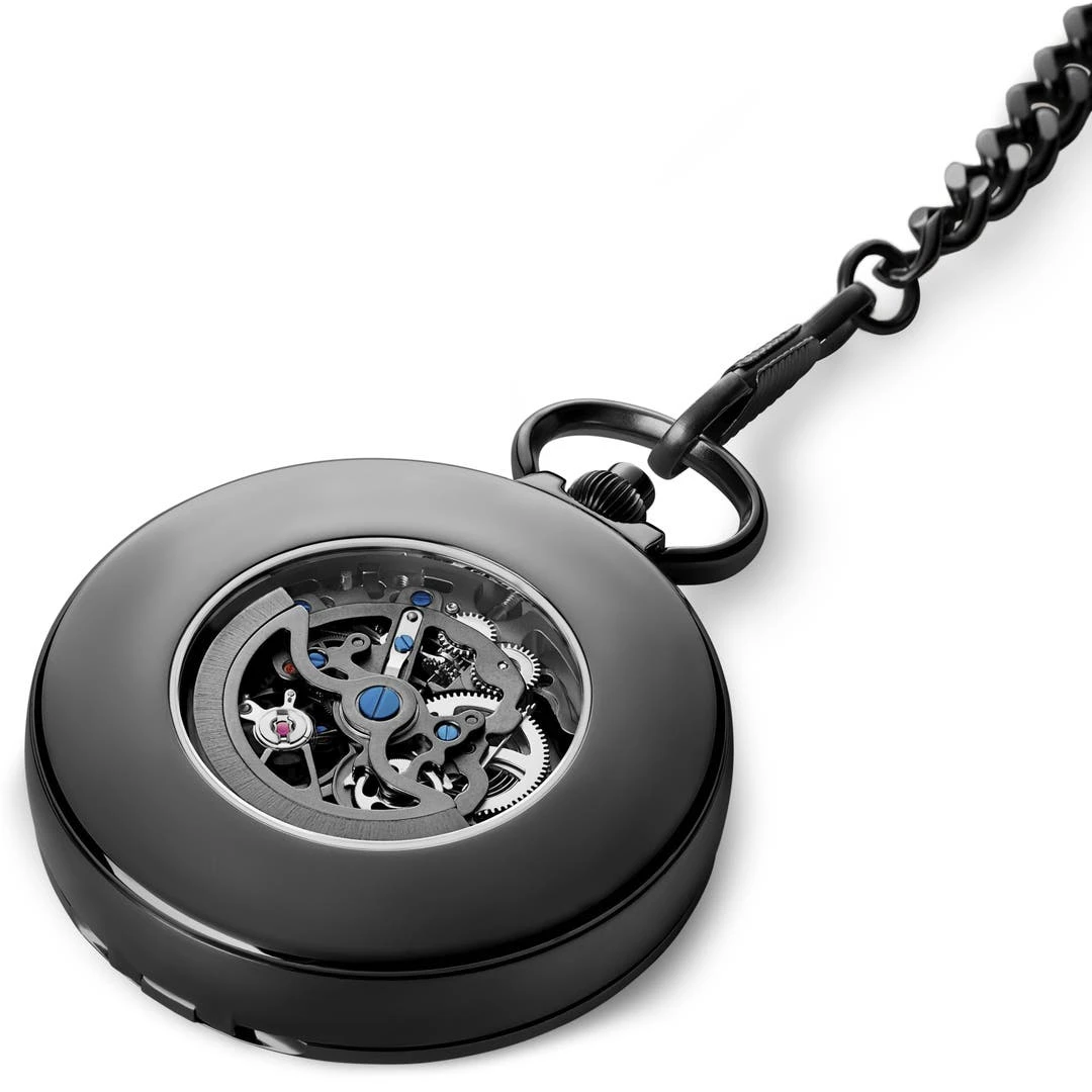 Fawler Eston | Montre De Poche Noire Automatique 6 Fawler Eston | Montre De Poche Noire Automatique – Image 4