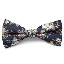 Tailor Toki Noeud Papillon Bleu Foncé Motif Fleurs