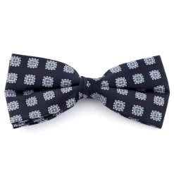 Tailor Toki Noeud Papillon Prénoué En Soie Bleu Marine à Motif Géométrique