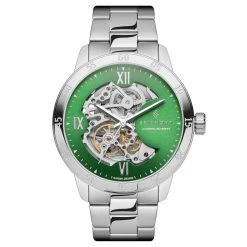 Seizmont Dante II | Montre Squelette Argentée à Cadran Vert