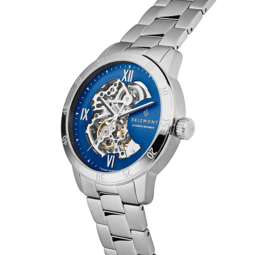 Seizmont Dante II | Montre Squelette Argentée à Cadran Bleu 4 Seizmont Dante II | Montre Squelette Argentée à Cadran Bleu – Image 2