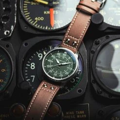 Fawler Apollo | Montre Aviateur En Acier Inoxydable Couleur Vert Et Argent -Trendhim en ligne jwm apollo drop38 frank christensen 26126 1x1 31