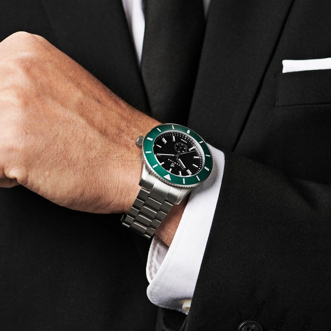 Fawler Makalu | Montre De Plongée En Titane Brossé Avec Lunette Verte 4 Fawler Makalu | Montre De Plongée En Titane Brossé Avec Lunette Verte – Image 2