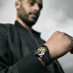 Seizmont Dante II | Montre Squelette Noire à Mouvement Couleur Or -Trendhim en ligne rel szdii 1x1 24810 4
