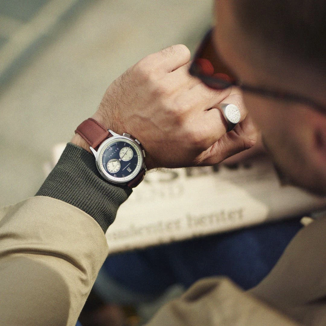 Fawler Cicero | Montre Chronographe Vintage Bleue 4 Fawler Cicero | Montre Chronographe Vintage Bleue – Image 2