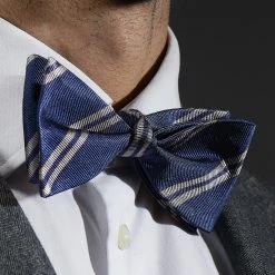 Trendhim Noeud Papillon En Soie Bleue à Rayures Blanches Parallèles -Trendhim en ligne rst megashoot bow ties 16298 2 bm 2