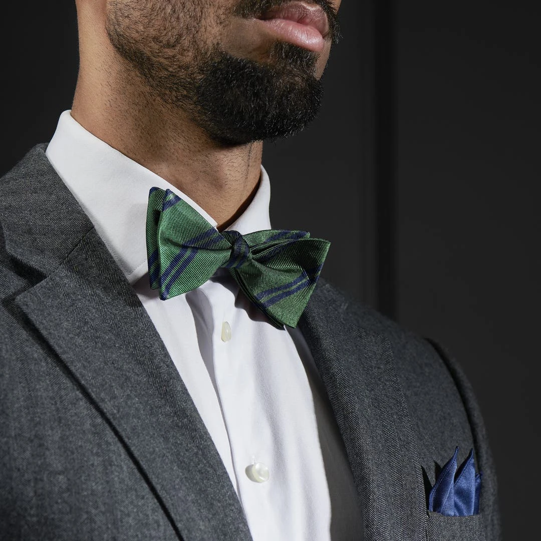 Trendhim Nœud Papillon En Soie Verte à Rayures Bleu Marine 5 Trendhim Nœud Papillon En Soie Verte à Rayures Bleu Marine – Image 3