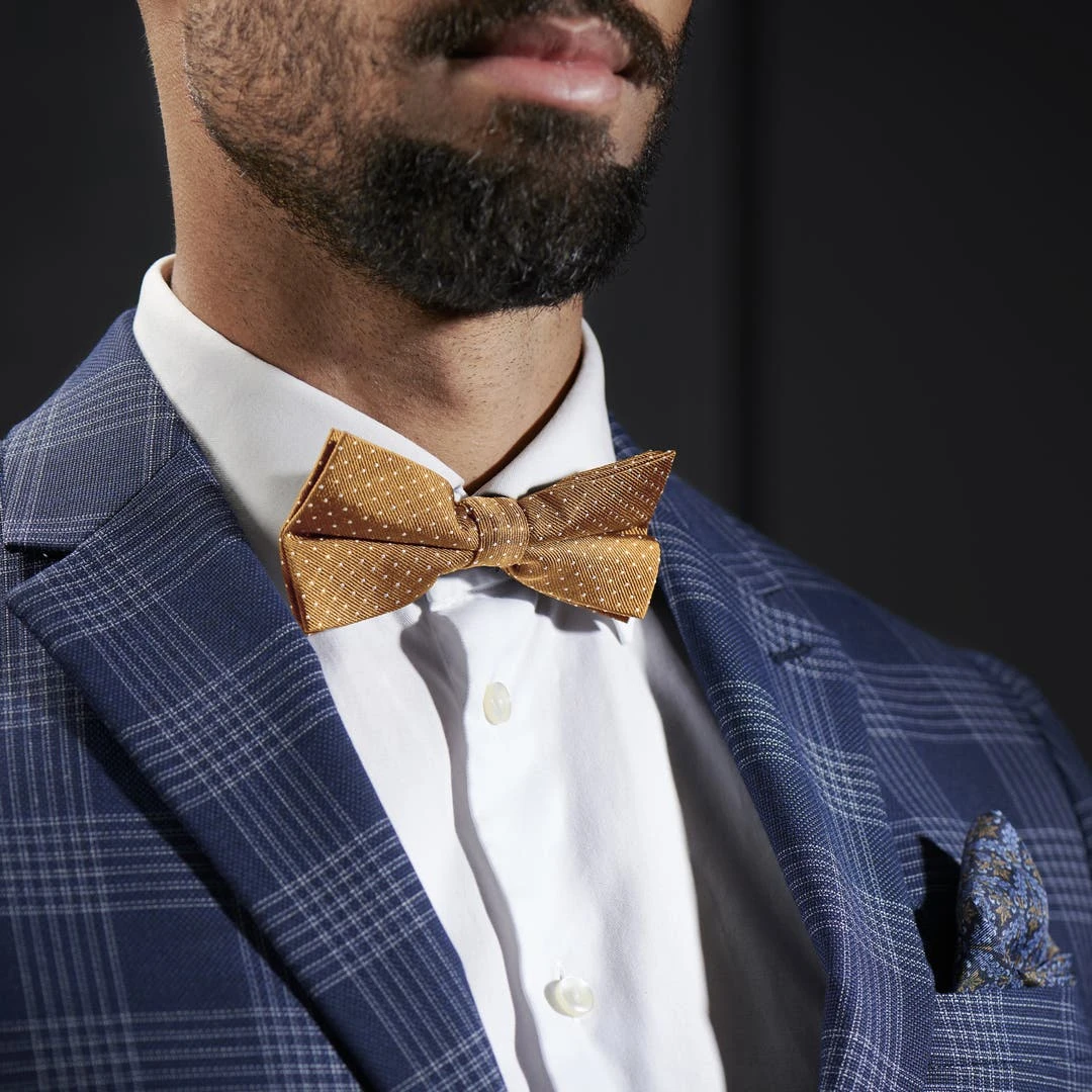 Trendhim Noeud Papillon En Soie Dorée à Pois Blancs 5 Trendhim Noeud Papillon En Soie Dorée à Pois Blancs – Image 3